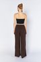 Women's Brown Yp5115 Double Pleated Wide Leg Tencel Trousers - 7