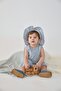 Navy Blue Striped Buttoned Hat Cotton Men's Overalls