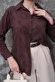 Women's Brown Scallop Embroidered Shirt Pc2173 - 2