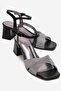 Milagro Black Glitter Women's Thick Heeled Shoes