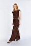 Women's Brown 20236 Front-Entry Pleated Wide-Leg Trousers - 4