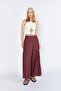 Women's Burgundy Wrap Model Linen Trousers - 3