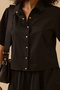 Women's Snap Button Waist Length Shirt 0018 Black - 3