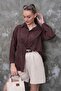 Women's Brown Scallop Embroidered Shirt Pc2173 - 3