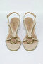Selly Gold Ring Detailed Thin Strap Goblet Women's Heeled Sandals - Ecru Crinkled - 2