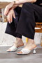 Women's Straw Look Heeled Slippers - 2