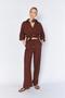 Women's Brown Lined Waist-Tie Pants - 4