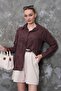 Women's Brown Scallop Embroidered Shirt Pc2173