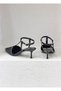 8581 Tulle Detailed 6cm Short Thin Heel Open Back Strap Stiletto Shoes for Women - 5