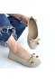 Women's Ballerina Shoes Beige Suede Cear - 4