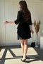 Layered Chiffon Ruffled Belted Short Black Dress - 5
