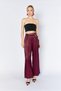 Women's Plum Waist Scarf Belted Flowing Satin Wide Leg Pants - 3