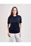 Nakışlı Basic Tshirt- Lacivert Ekru Nakış
