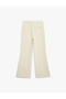 Pocketed Viscose Blend High Waist Wide Leg Trousers with Slit Detail - 4