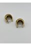 Steel Gold Beaded Thick Hoop Earrings - 8