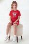 Round Neck T-Shirt and Colorful Capri Pants with Print Detail Summer Girls' Top and Bottom Set - 3