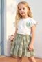 Girl's Top and Bottom Set with Skirt, Summer Printed Green - 4