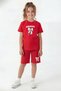 Round Neck T-Shirt and Colorful Capri Pants with Print Detail Summer Girls' Top and Bottom Set