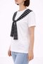 New Season Women's Modal Cotton Striped Tie Sleeve Detailed Crew Neck Stylish Basic Short Sleeve T-Shirt - 3