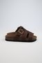 Santi Women's Vegan Leather Buckle Brown Sandals - 2