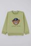 Baby Boy Tracksuit Set with Cute Teddy Bear Applique, College Model, 9 Months-3 Years, Pistachio Green - 2