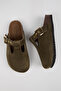 Merida Women's Vegan Leather Buckle Khaki Sabo Slippers - 3