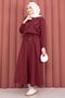 Pocket Detailed Crop & Skirt Double Set Burgundy