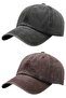 Unisex Vintage 100% Cotton Adjustable Baseball Cap Hat Set of 2 - 4