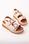 Women's Beige Gold Buckle Detailed Casual Summer Comfortable Sandals - 5