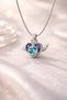 Mystic Wing Heart Necklace |   Turquoise Purple Stone Heart Wing Detail Stainless Steel Women's Necklace - 2