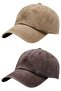 Unisex Vintage 100% Cotton Adjustable Baseball Cap Hat Set of 2
