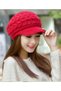 Women's Knitted Hat Winter Soft Knitwear Beanie Visor Newsboy Hat Red - 2