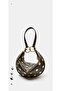 Women's Gold Detailed Long Strap Shoulder Bag Brown - 3