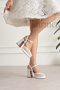 Pearl Design Bridal Shoes - Comfortable Platform K Block Heel Wedding Dress Shoes - Pearl Design 7-9999 - 4