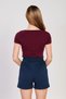 Women's Boat Neck Gathered Short Sleeve Bodysuit - Burgundy - 5