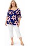 Plus Size Full Lycra Front Ruffle Trendy Shoulder Straps Summer V-Neck Patterned Aesthetic Women's Stylish Blouse - 5