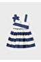 Girl's One-Shoulder Floral Dress Navy Blue - 2