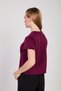 Women's Crew Neck T-Shirt with Side Slits - Burgundy - 5