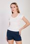 Women's wide neck short sleeve ribbed bodysuit - white - 2