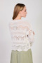 Women's Sweater with Wavy Openwork Hem and Sleeves - Natural - 5