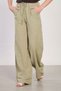 Women's linen wide-leg pants with tie waist - olive - 4