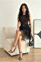 Women's Belted Layered Mini Skirt with Lace Hem - 3