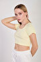 Women's Deep Neck Ribbed Bodysuit - Yellow