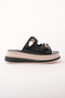 Women's Black Buckle and Velcro Helmet Detailed Casual Summer Comfortable Slippers - 4