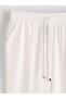 Ecru Wide Leg Women's Trousers with Elastic Waist - 3