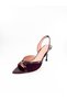 Women's Thin Heeled Shoes with Accessory Detail Genuine (Burgundy Suede+Burgundy Patent Leather) Leather - 5