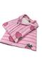 Girls' Pajama Set Pink Strawberry Pattern 100% Cotton Single Jersey Fabric Long Sleeve Shirt Collar - 4