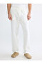 Ecru Comfortable Fit Linen Look Men's Trousers - 3