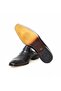 Black Color Laceless Genuine Leather Men's Half Shoes - 3