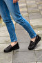 Ern -36100 Eren Shoes&Bag Genuine Leather Laser Patterned Medium Buckle Flat and Light Sole Orthopedic Shoes Black - 8